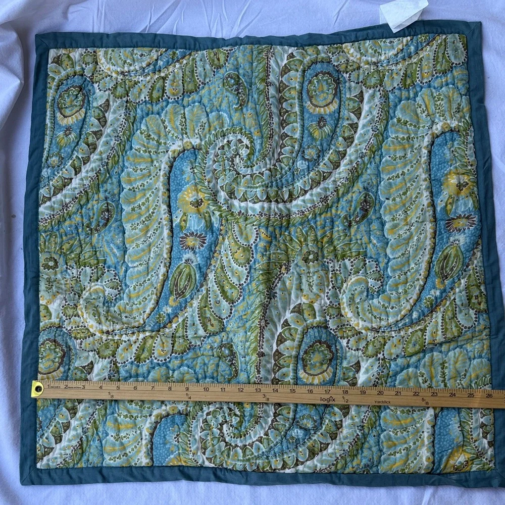 Pottery Barn Shams 2 set‎ Rosalie Paisley Euro covers  quilted greens turquoise